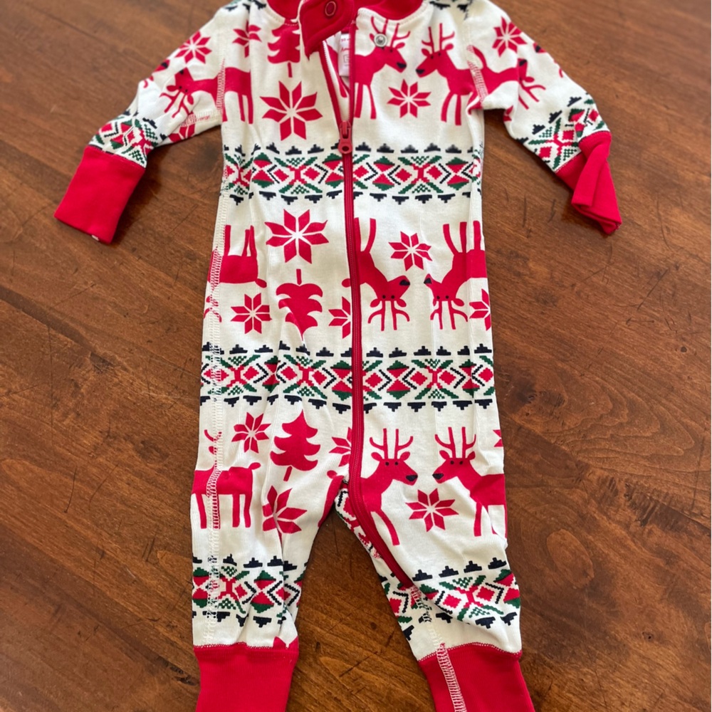 Hanna Andersson Baby Holiday Zip Sleeper Christmas Pajamas - reindeer fair isle